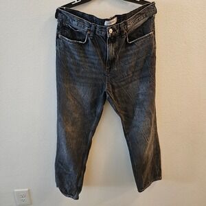 Zara Woman Premium Denim Collection Jeans Size‎ 10 Black Distressed Straight